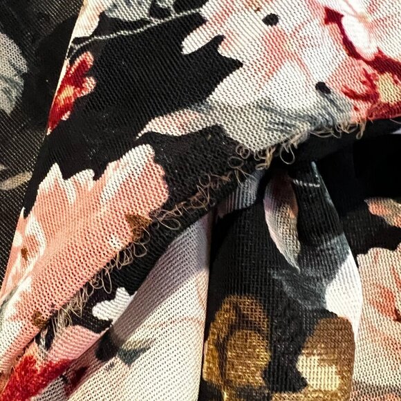 Ember Womens XL Open Front Sheer Kimono Boho Dark Romantic Floral with Fringe - Picture 9 of 11